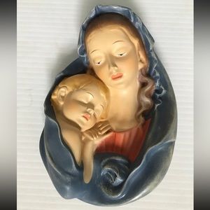 DOLFI VINTAGE ORIGINAL MADONNA With CHILD WALL PLAQUE FIGURINE - ITALY